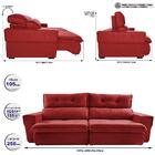 Sofá Retrátil E Reclinável 2,50m Cama Inbox Tókio Com Molas E