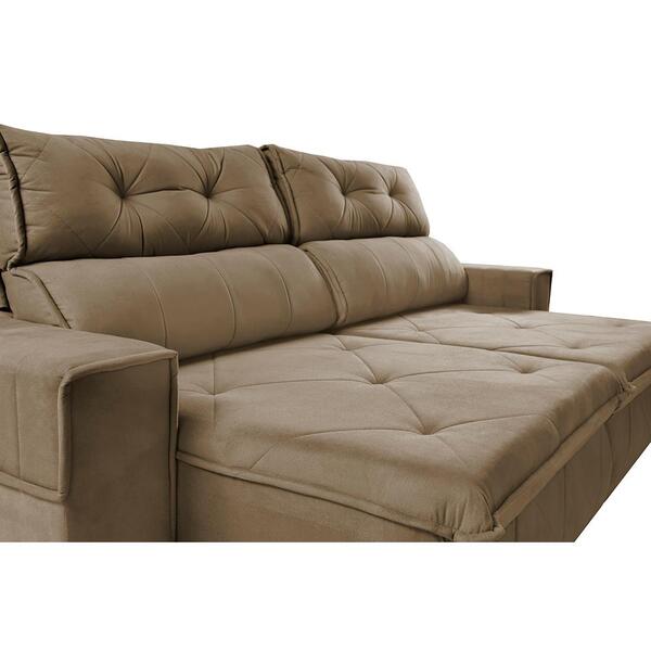 Sofá Retrátil E Reclinável 2,50m Cama Inbox Tókio Com Molas E