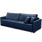 Sofá Retrátil E Reclinável 2,50m Karina Veludo Azul Madelina