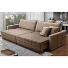 Sofá Retrátil E Reclinável 2,50m Karina Veludo Capuccino Made