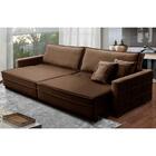 Sofá Retrátil E Reclinável 2,50m Karina Veludo Marrom Madelin