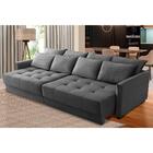 Sofá Retrátil E Reclinável 2,50m Mariah Veludo Cinza Madelina