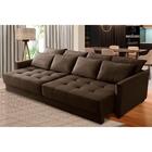 Sofá Retrátil E Reclinável 2,50m Mariah Veludo Marrom Madelin