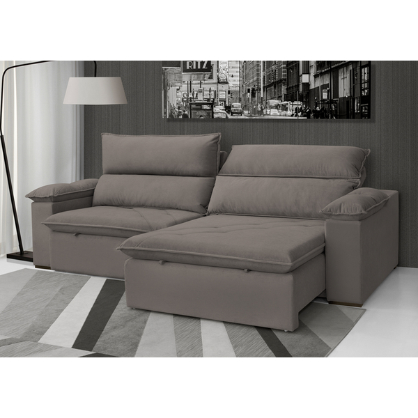 Sofá Retrátil E Reclinável 2,50m São Paulo 4 Lugares - Suede