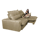 Sofa Retrátil E Reclinável 2,52m Com Molas Ensacadas Cama Inb