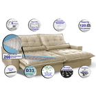 Sofa Retrátil E Reclinável 2,52m Com Molas Ensacadas Cama Inb