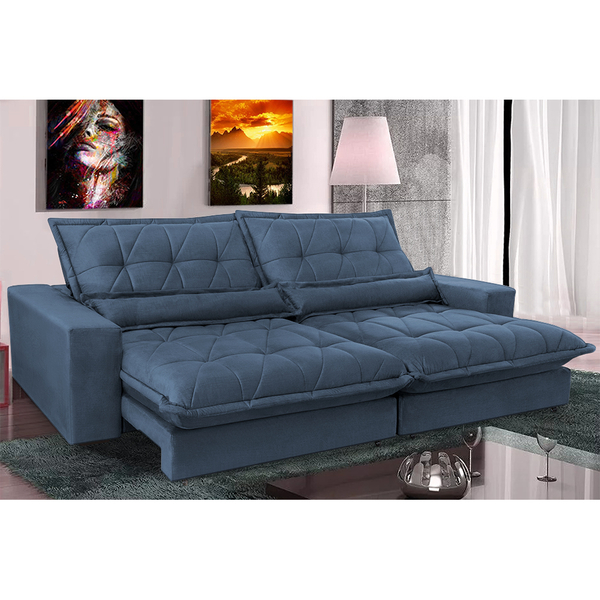 Sofa Retrátil E Reclinável 2,52m Com Molas Ensacadas Cama Inb