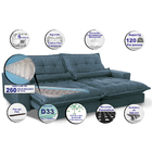 Sofa Retrátil E Reclinável 2,52m Com Molas Ensacadas Cama Inb