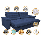 Sofá Retrátil E Reclinável 2,52m Com Molas Ensacadas Cama Inb