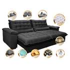 Sofá Retrátil E Reclinável 2,52m Com Molas Ensacadas Cama Inb