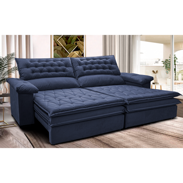 Sofá Retrátil E Reclinável 2,52m Molas Ensacadas Cama Inbox A