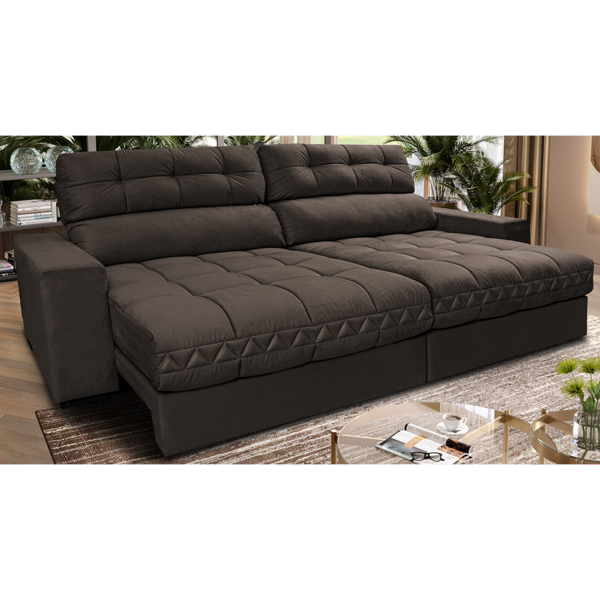 Sofá Retrátil E Reclinável 2,52m Molas Ensacadas Cama Inbox B
