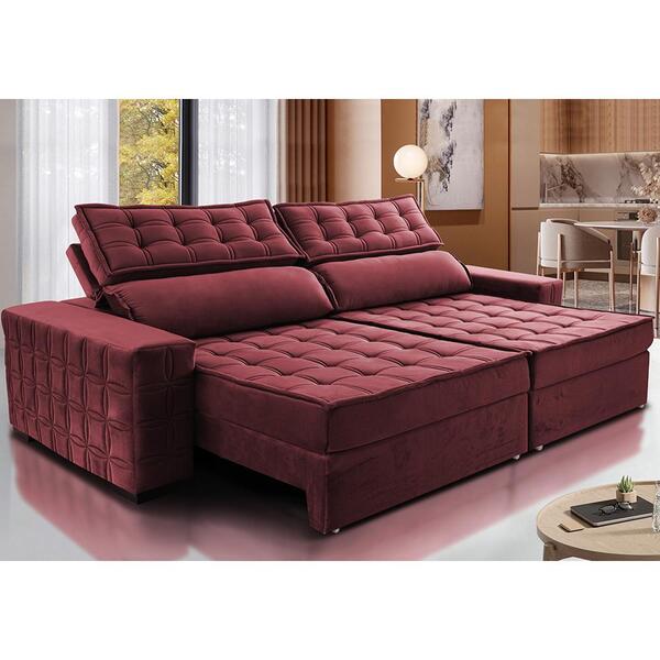 Sofá Retrátil E Reclinável 2,55m Cama Inbox Big Star Com Soft