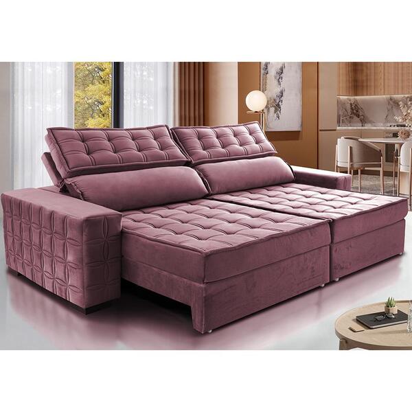 Sofá Retrátil E Reclinável 2,55m Cama Inbox Big Star Com Soft