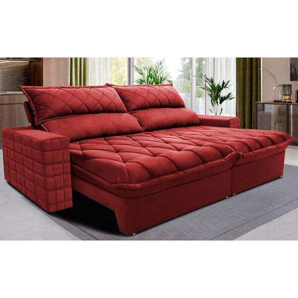 Sofá Retrátil E Reclinável 2,55m Molas Ensacadas Cama Inbox E