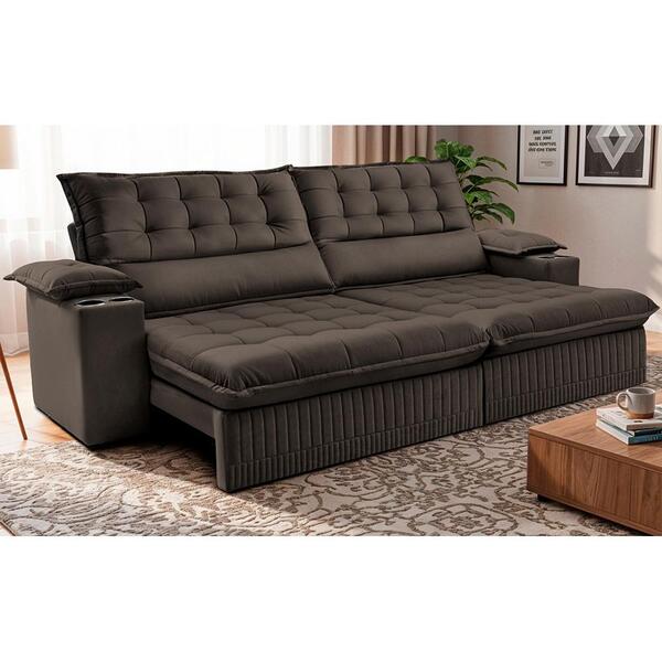 Sofá Retrátil E Reclinável 2,60m Molas Ensacadas Dream Veluso