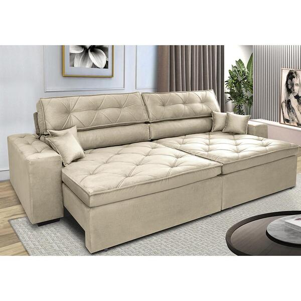 Sofá Retrátil E Reclinável 2,72m Com Molas Cama Inbox Estilo