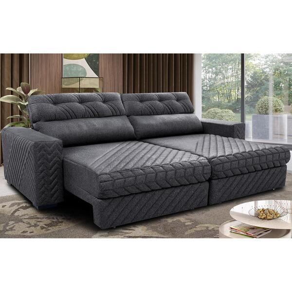 Sofá Retrátil E Reclinável 2,75m Molas Ensacadas Cama Inbox S