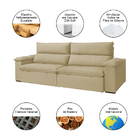 Sofá Retrátil E Reclinável 2,90m São Paulo 6 Lugares - Suede