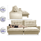 Sofa Retrátil E Reclinável 2,92m Com Molas Ensacadas Cama Inb