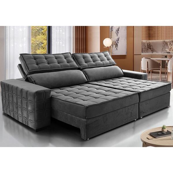 Sofá Retrátil E Reclinável 2,95m Cama Inbox Big Star Com Soft