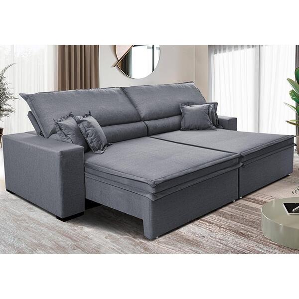 Sofá Retrátil E Reclinável 2,95m Império Com Molas Cama Inbox