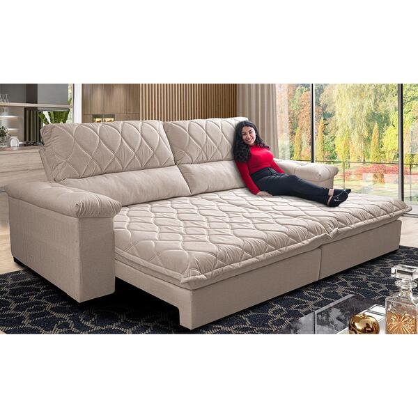 Sofá Retrátil E Reclinável 2,95m Molas Ensacadas Cama Inbox B