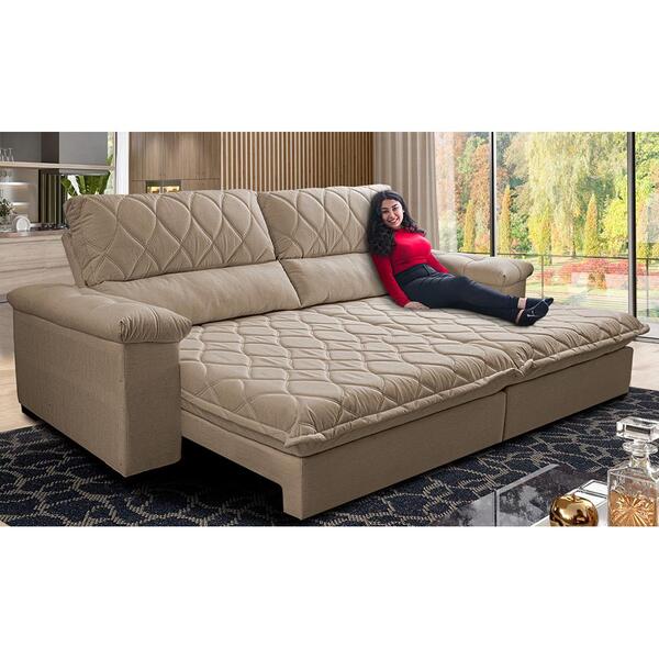 Sofá Retrátil E Reclinável 2,95m Molas Ensacadas Cama Inbox B