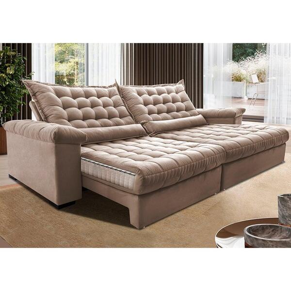 Sofá Retrátil E Reclinável 2,95m Molas Ensacadas Cama Inbox B