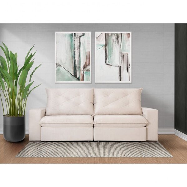 Sofá Retrátil E Reclinável 200cm Premier Living Marfim