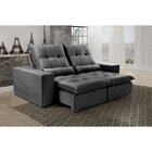 Sofá Retrátil E Reclinável 210 Cm Platina Suede Cinza