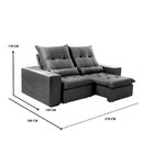 Sofá Retrátil E Reclinável 210 Cm Platina Suede Cinza