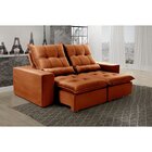Sofá Retrátil E Reclinável 210 Cm Platina Suede Terracota