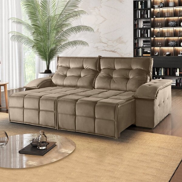 Sofá Retrátil E Reclinável 210cm 2 Lugares Mônaco  Capuccino