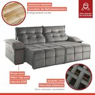 Sofá Retrátil E Reclinável 210cm 2 Lugares Mônaco  Cinza Claro