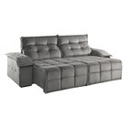 Sofá Retrátil E Reclinável 210cm 2 Lugares Mônaco  Cinza Claro