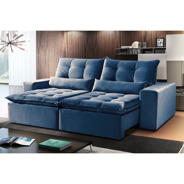 Sofá Retrátil E Reclinável 210cm 4 Lugares Veludo Serra Decor