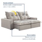 Sofá Retrátil E Reclinável 210cm Com 6 Almofadas Dubai  Cinza