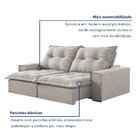 Sofá Retrátil E Reclinável 210cm Com 6 Almofadas Dubai  Cinza