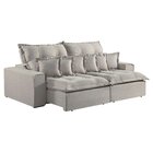 Sofá Retrátil E Reclinável 210cm Com 6 Almofadas Dubai  Cinza