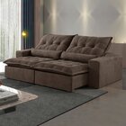 Sofá Retrátil E Reclinável 210cm Com Almofadas M152 Marrom Es