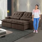 Sofá Retrátil E Reclinável 210cm Com Almofadas M152 Marrom Es