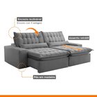 Sofá Retrátil E Reclinável 210cm Domínio Grafite