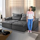 Sofá Retrátil E Reclinável 210cm M102 Cinza Escuro