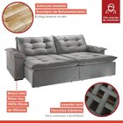 Sofá Retrátil E Reclinável 210cm M128 Cinza