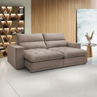 Sofá Retrátil E Reclinável 210cm Martinho Veludo Yescasa Bege