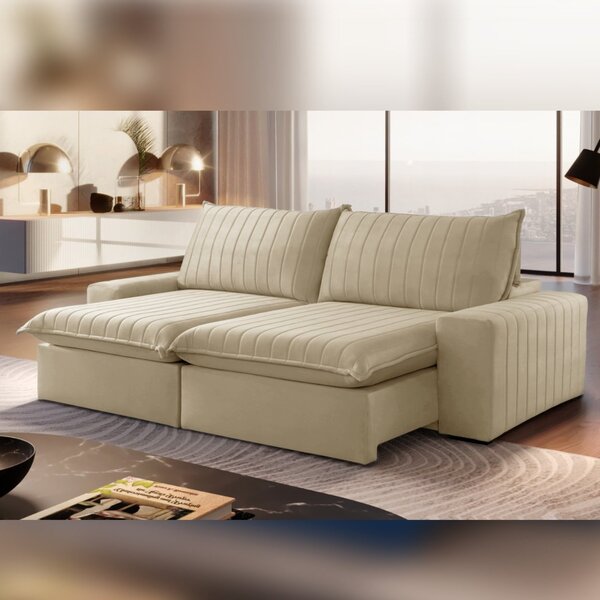 Sofá Retrátil E Reclinável 210cm Noah Bege