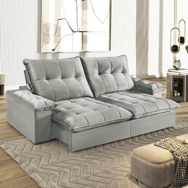 Sofa Retratil E Reclinavel 210cm Vicenza  Cinza