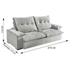 Sofa Retratil E Reclinavel 210cm Vicenza  Cinza
