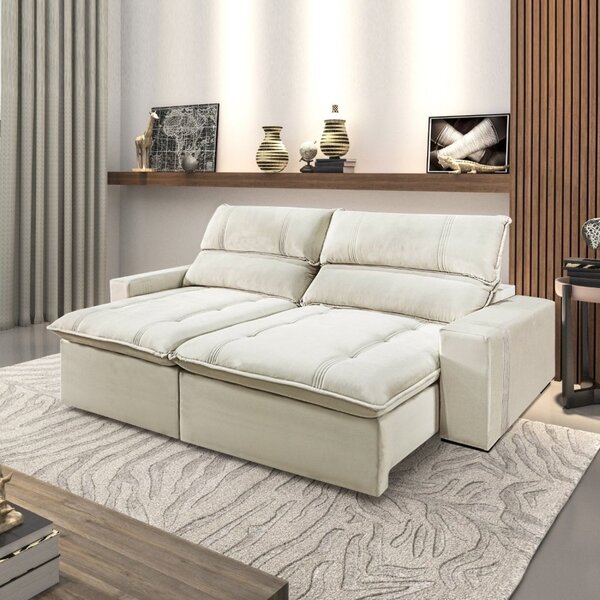 Sofa Retratil E Reclinavel 230cm Arsenal  Marfim